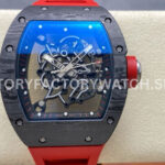 UOK Factory Richard Mille RM055 42.7mm Carbon Fiber Titanium Red Rubber Strap Black Edge Skelet (1) UOK Factory Richard Mille RM 055 titanium carbon fiber red rubber strap black edge skeletonized dial