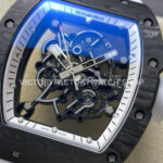 UOK Factory Richard Mille RM 055 42.7mm Carbon Fiber Titanium White Rubber Strap White Edge Skeletonized Dial