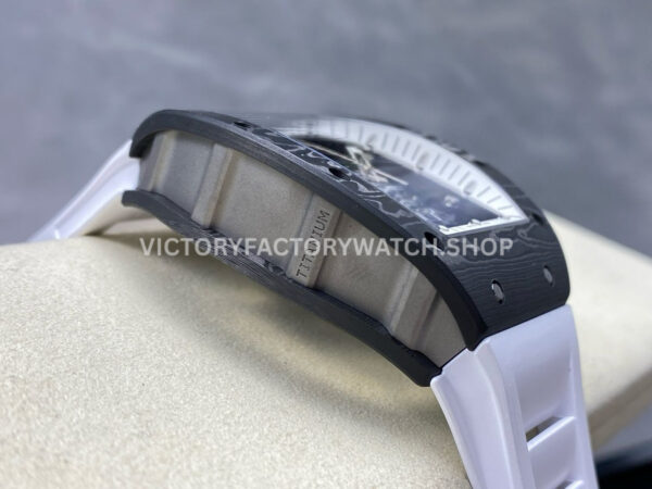 UOK Factory Richard Mille RM 055 42.7mm Carbon Fiber Titanium White Rubber Strap White Edge Skeletonized Dial