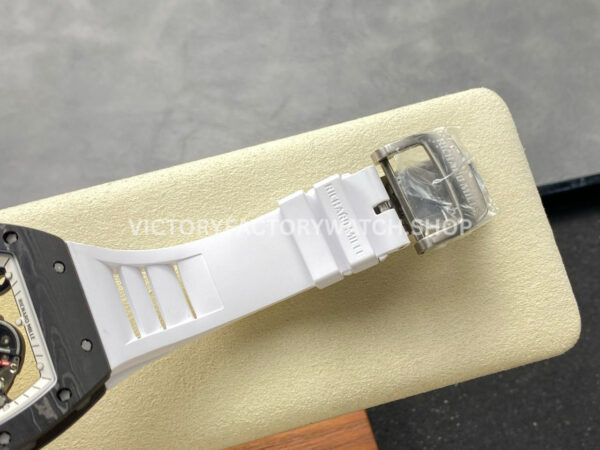 UOK Factory Richard Mille RM 055 42.7mm Carbon Fiber Titanium White Rubber Strap White Edge Skeletonized Dial
