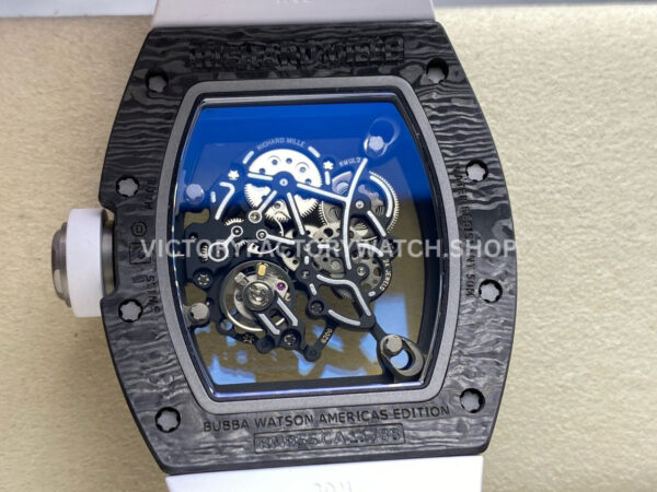UOK Factory Richard Mille RM 055 42.7mm Carbon Fiber Titanium White Rubber Strap White Edge Skeletonized Dial