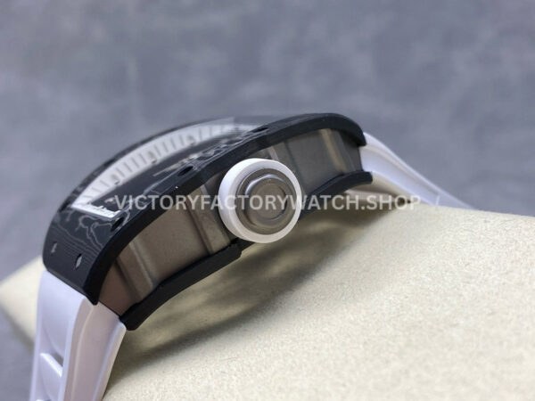 UOK Factory Richard Mille RM 055 42.7mm Carbon Fiber Titanium White Rubber Strap White Edge Skeletonized Dial