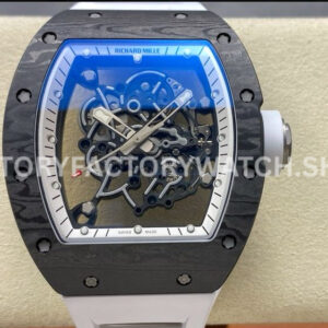 UOK Factory Richard Mille RM 055 titanium carbon fiber white rubber strap white edge skeletonized dial