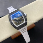 UOK Factory Richard Mille RM 055 42.7mm Carbon Fiber Titanium White Rubber Strap White Edge Skeletonized Dial