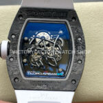 UOK Factory Richard Mille RM055 42.7mm Carbon Fiber White Rubber Strap Blue Edge Skeletonized Dial (1 (3) UOK Factory Richard Mille RM 055 42.7mm Carbon Fiber White Rubber Strap Blue Edge Skeletonized Dial