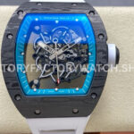 UOK Factory Richard Mille RM055 42.7mm Carbon Fiber White Rubber Strap Blue Edge Skeletonized Dial (1 (5) UOK Factory Richard Mille RM 055 carbon fiber white rubber strap blue edge skeletonized dial