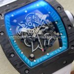 UOK Factory Richard Mille RM055 42.7mm Carbon Fiber White Rubber Strap Blue Edge Skeletonized Dial (1 (6) UOK Factory Richard Mille RM 055 42.7mm Carbon Fiber White Rubber Strap Blue Edge Skeletonized Dial