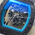 UOK Factory Richard Mille RM055 42.7mm Carbon Fiber White Rubber Strap Blue Edge Skeletonized Dial (1 (8) UOK Factory Richard Mille RM 055 42.7mm Carbon Fiber White Rubber Strap Blue Edge Skeletonized Dial