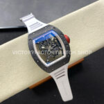 UOK Factory Richard Mille RM 055 42.7mm Carbon Fiber White Rubber Strap White Edge Skeletonized Dial