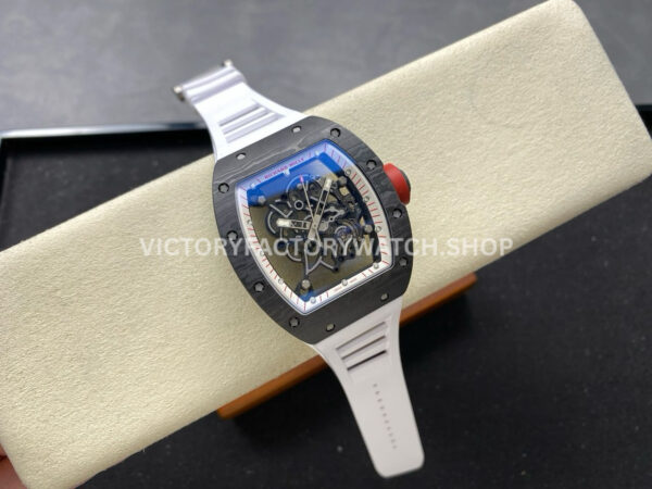 UOK Factory Richard Mille RM 055 42.7mm Carbon Fiber White Rubber Strap White Edge Skeletonized Dial