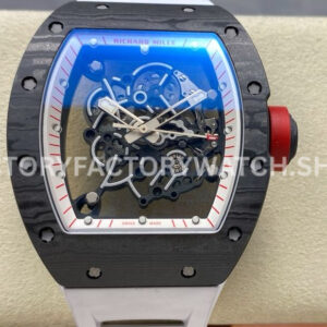 UOK Factory Richard Mille RM 055 carbon fiber white rubber strap white edge skeletonized dial