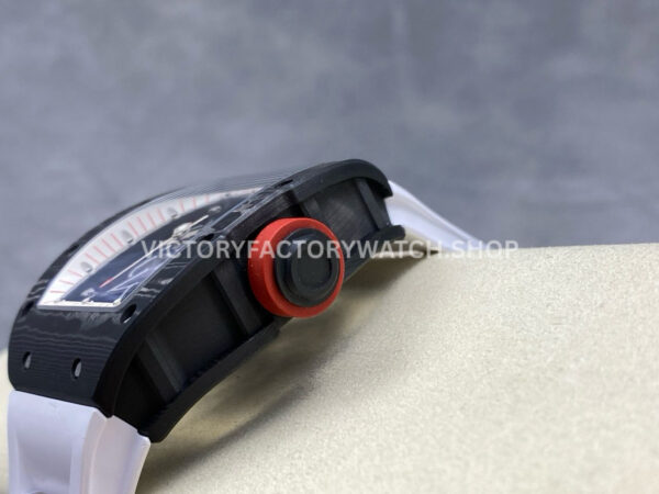 UOK Factory Richard Mille RM 055 42.7mm Carbon Fiber White Rubber Strap White Edge Skeletonized Dial