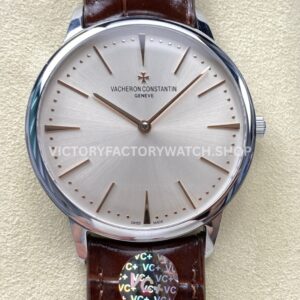 VC+ Factory Vacheron Constantin Patrimony 81180 000G 9117 40mm brown leather strap white gold white dial replica watch