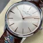 VC+ Factory Vacheron Constantin Patrimony 81180000G-9117 40mm Brown Leather Strap White Gold White Dial (2) VC+ Factory Vacheron Constantin Patrimony 81180/000G-9117 40mm White Gold Brown Leather Strap White Dial