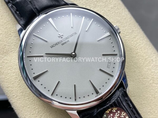 VC+ Factory Vacheron Constantin Patrimony 81180000P-9220 Limited Edition 40mm Platinum Black L (4) VC+ Factory Vacheron Constantin Patrimony 81180/000P-9220 Limited Edition 40mm Platinum Black Leather Strap Platinum Silver Dial