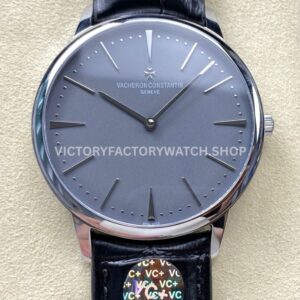 VC+ Factory Vacheron Constantin Patrimony 81180 000P 9539 40mm platinum black leather strap grey dial replica watch