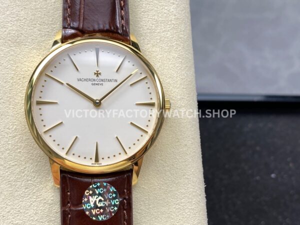 VC+ Factory Vacheron Constantin Patrimony 81180000R-9159 40mm Rose Gold Leather Strap White Dial (1) VC+ Factory Vacheron Constantin Patrimony 81180 000R 9159 40mm rose gold leather strap white dial replica watch