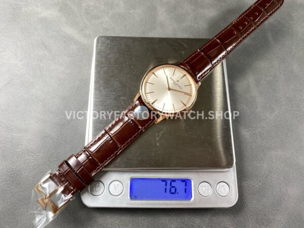 VC + Factory Vacheron Constantin Patrimony 81180000R-9159 Rose Gold Silver Dial (9) VC+ Factory Vacheron Constantin Patrimony 81180/000R-9159 40mm Rose Gold Brown Leather Strap Silver Dial