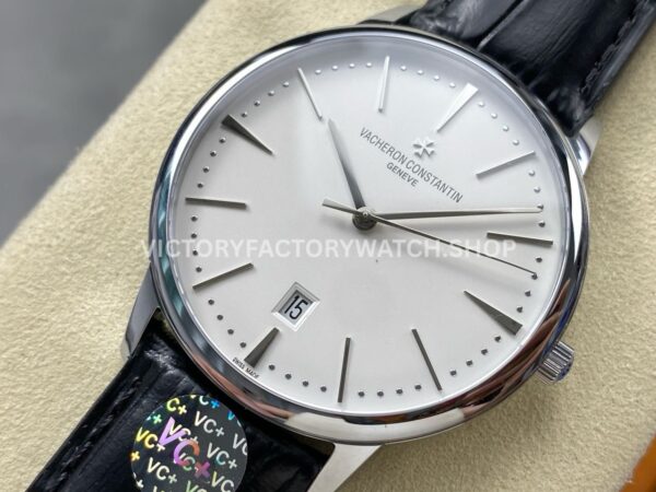 VC+ Factory Vacheron Constantin Patrimony 85180000G-9230 40mm Leather Strap White Gold White Dial (1) VC+ Factory Vacheron Constantin Patrimony 85180/000G-9230 40mm White Gold Leather Strap White Dial