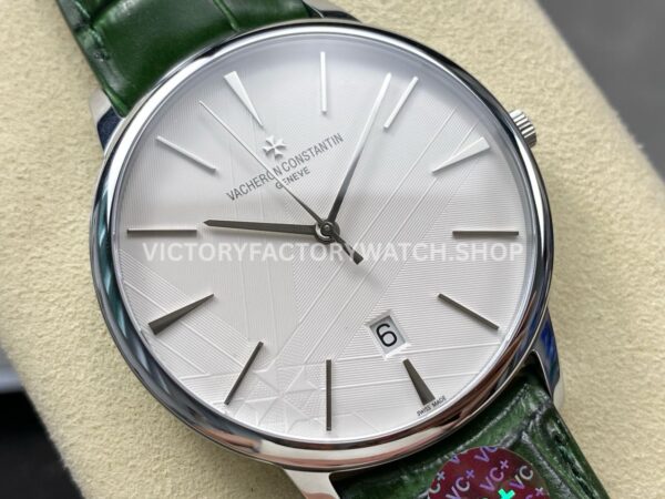 VC+ Factory Vacheron Constantin Patrimony 85180/000G-H035 40mm Leather Strap White Gold Silver Dial
