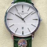 VC+ Factory Vacheron Constantin Patrimony 85180 000G H035 40mm white gold leather strap silver dial replica watch
