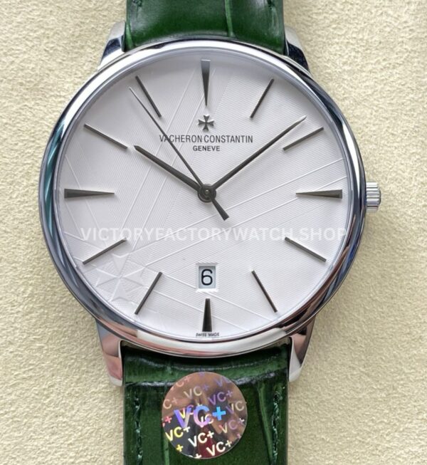 VC+ Factory Vacheron Constantin Patrimony 85180 000G H035 40mm white gold leather strap silver dial replica watch