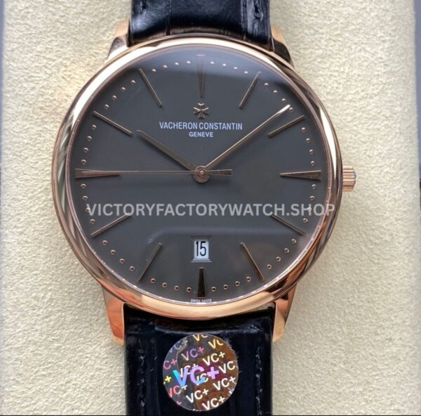 VC+ Factory Vacheron Constantin Patrimony 85180000R-9166 40mm Rose Gold Leather Strap Grey Dial (2) VC+ Factory Vacheron Constantin Patrimony 85180 000R 9166 40mm rose gold leather strap grey dial replica watch