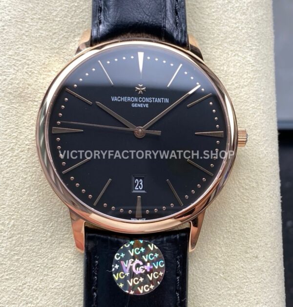VC+ Factory Vacheron Constantin Patrimony 85180000R-9232 40mm Rose Gold Leather Strap Black Dial (7) VC+ Factory Vacheron Constantin Patrimony 85180 000R 9232 40mm rose gold leather strap black dial replica watch