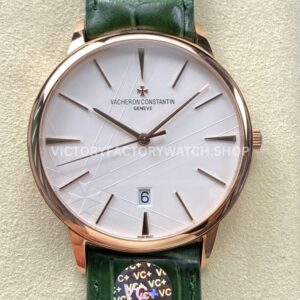 VC+ Factory Vacheron Constantin Patrimony 85180 000R H116 40mm rose gold leather strap silver dial replica watch