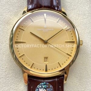 VC+ Factory Vacheron Constantin Patrimony 85180 000J H069 40mm yellow gold leather strap gold toned dial replica watch
