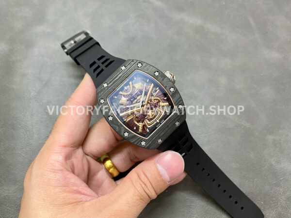 YS Factory Richard Mille Darth Vader Watch RM47 43mm Carbon Fiber Rubber Strap Skeletonized Dial (1) YS Factory Richard Mille Darth Vader RM 47 43mm Black Carbon Fiber Black Rubber Strap Skeletonized Dial