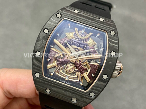 YS Factory Richard Mille Darth Vader Watch RM47 43mm Carbon Fiber Rubber Strap Skeletonized Dial (3) YS Factory Richard Mille Darth Vader RM 47 43mm Black Carbon Fiber Black Rubber Strap Skeletonized Dial