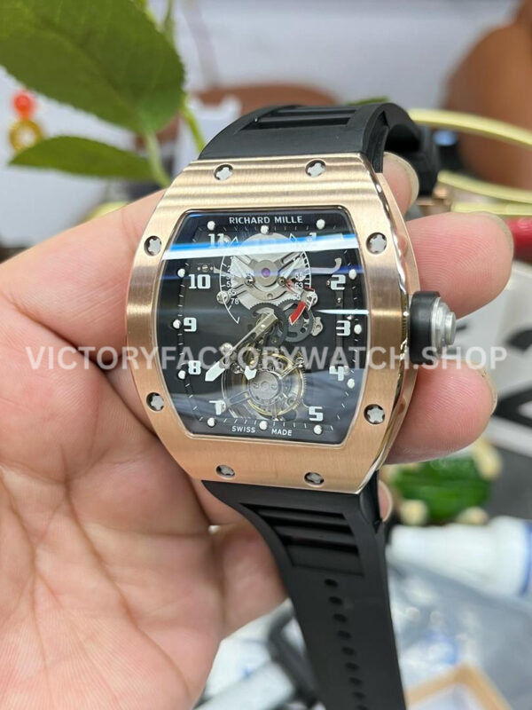 YS Factory Richard Mille RM 001 43mm Rose Gold Titanium Rubber Strap Skeletonized Dial