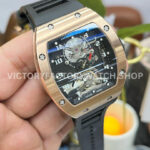 YS Factory Richard Mille RM 001 43mm Rose Gold Titanium Rubber Strap Skeletonized Dial
