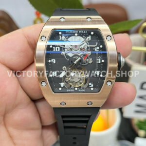 YS Factory Richard Mille RM 001 43mm rose gold titanium rubber strap skeletonized dial