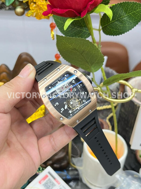 YS Factory Richard Mille RM 001 43mm Rose Gold Titanium Rubber Strap Skeletonized Dial