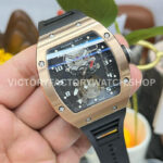 YS Factory Richard Mille RM 001 43mm Rose Gold Titanium Rubber Strap Skeletonized Dial