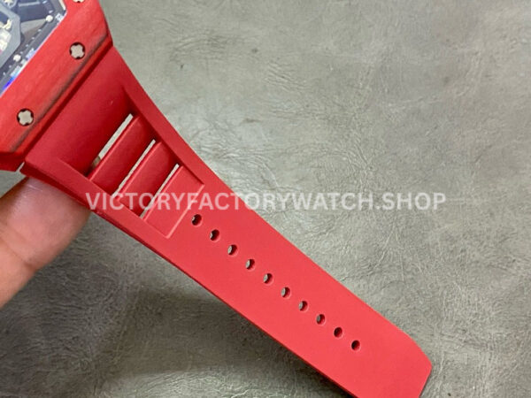 YS Factory Richard Mille RM 52-01 43mm Red Carbon Fiber Red Rubber Strap Skeletonized Skull Dial
