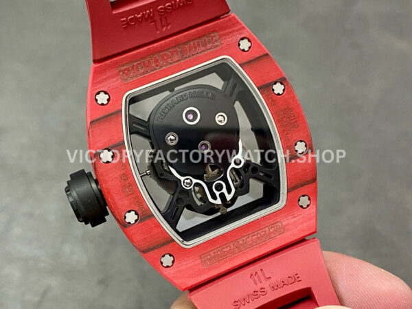 YS Factory Richard Mille RM 52-01 43mm Red Carbon Fiber Red Rubber Strap Skeletonized Skull Dial