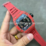 YS Factory Richard Mille RM 52-01 43mm Red Carbon Fiber Red Rubber Strap Skeletonized Skull Dial