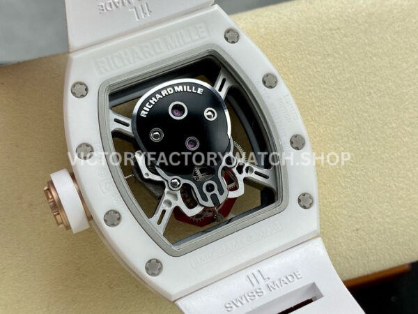 YS Factory Richard Mille RM 52-01 43mm Titanium White Rubber Strap Red Skeletonized Skull Dial