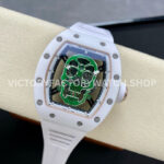 YS Factory Richard Mille RM 52-01 43mm White Ceramics White Rubber Strap Green Skeletonized Skull Dial