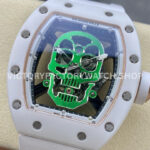 YS Factory Richard Mille RM 52-01 43mm White Ceramics White Rubber Strap Green Skeletonized Skull Dial