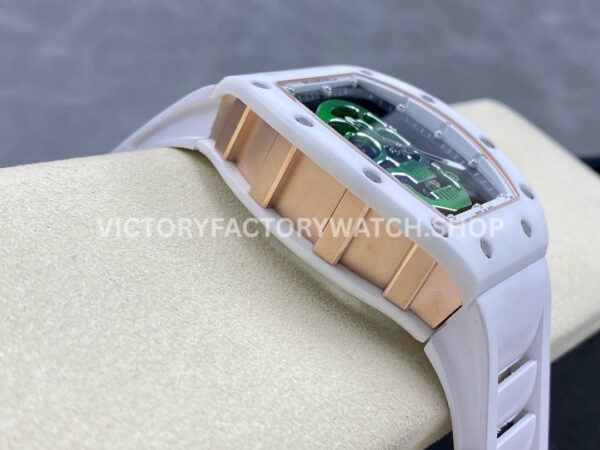 YS Factory Richard Mille RM 52-01 43mm White Ceramics White Rubber Strap Green Skeletonized Skull Dial