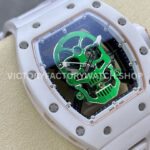 YS Factory Richard Mille RM 52-01 43mm White Ceramics White Rubber Strap Green Skeletonized Skull Dial