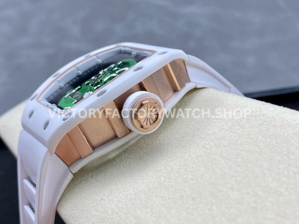 YS Factory Richard Mille RM 52-01 43mm White Ceramics White Rubber Strap Green Skeletonized Skull Dial