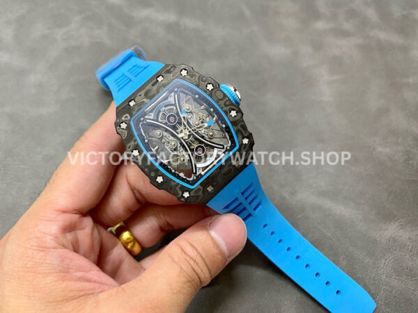 YS Factory Richard Mille RM 53-01 43mm Carbon Fiber Blue Rubber Strap Skeletonized Black Dial (1) YS Factory Richard Mille RM 53-01 43mm Carbon Fiber Blue Rubber Strap Skeletonized Black Dial