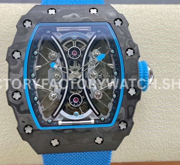 YS Factory Richard Mille RM 53-01 43mm Carbon Fiber Canvas Rubber Strap Skeletonized Black Dial (8) YS Factory Richard Mille RM 53-01 43mm carbon fiber canvas rubber strap skeletonized black dial