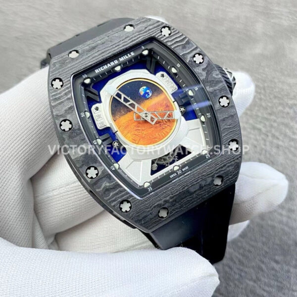 YS Factory Richard Mille RM52-05 43mm Carbon Fiber Black Rubber Strap Skeletonized Dial (1) YS Factory Richard Mille RM52-05 43mm Carbon Fiber Black Rubber Strap Skeletonized Dial