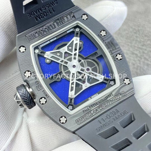 YS Factory Richard Mille RM52-05 43mm Carbon Fiber Black Rubber Strap Skeletonized Dial (4) YS Factory Richard Mille RM52-05 43mm Carbon Fiber Black Rubber Strap Skeletonized Dial